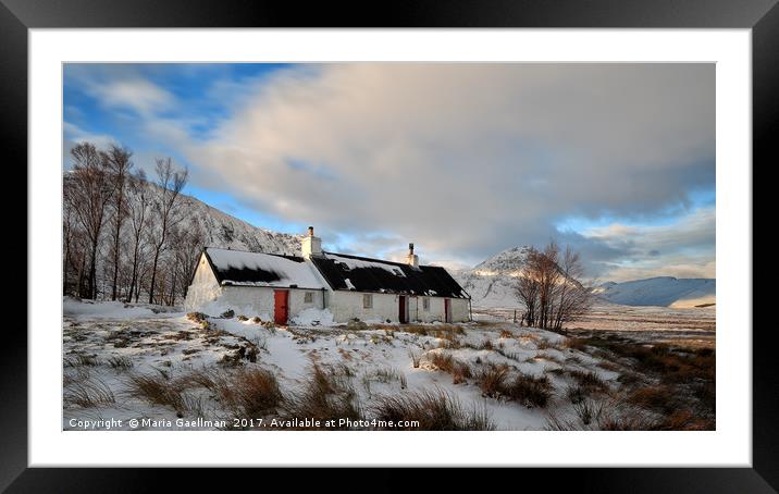 Blackrock Cottage in Winter Framed Mounted Print by Maria Gaellman