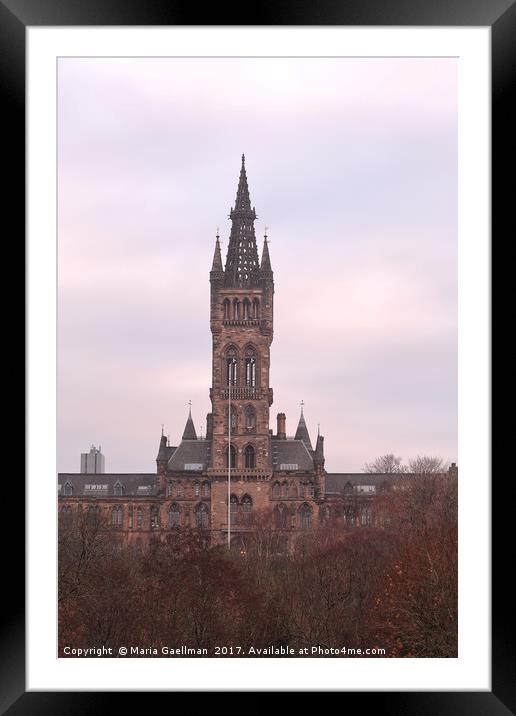University of Glasgow at Sunrise Framed Mounted Print by Maria Gaellman