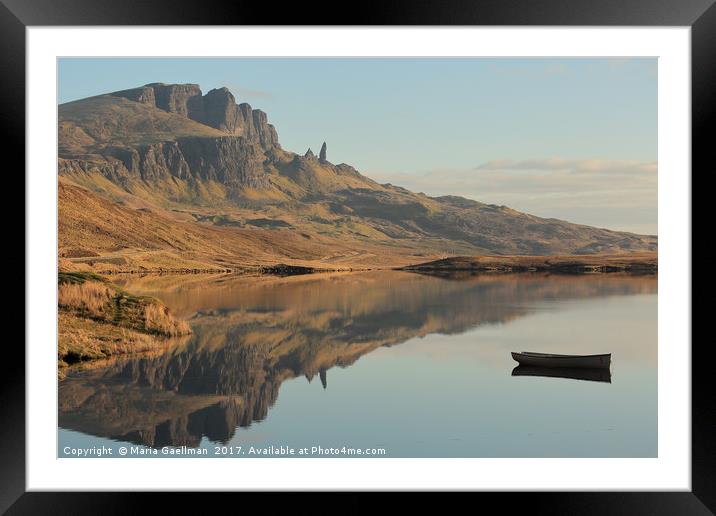 The Storr reflecting in Loch Fada Framed Mounted Print by Maria Gaellman