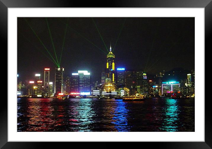 HONG KONG LASER SHOW Framed Mounted Print by Jacque Mckenzie