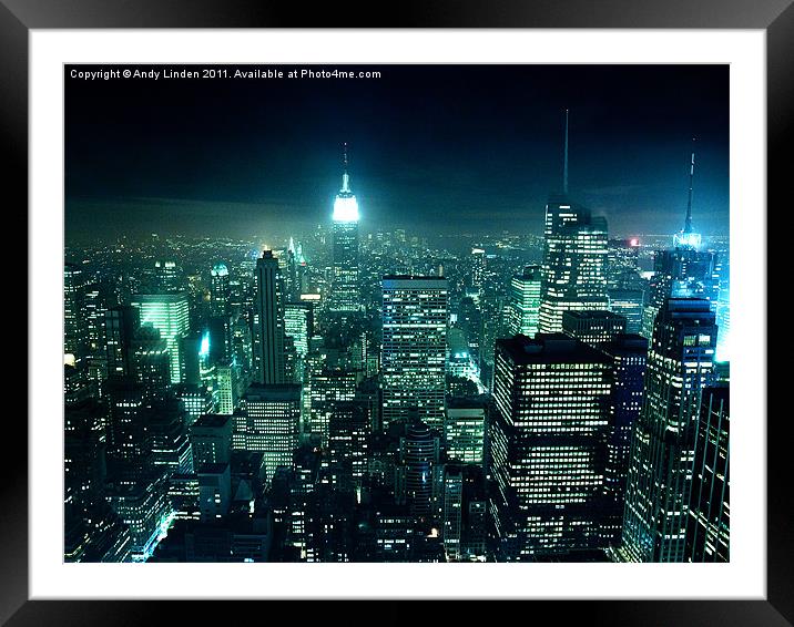 New York City at night Framed Mounted Print by Andy Linden