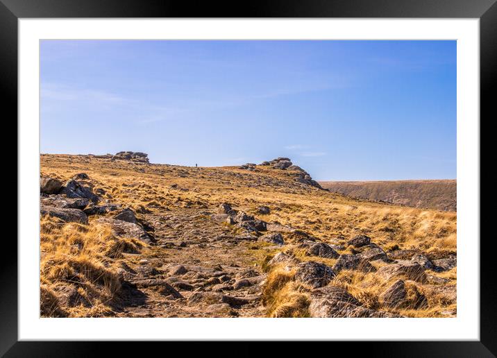 The Lone Hiker, Dartmoor Devon Framed Mounted Print by Images of Devon