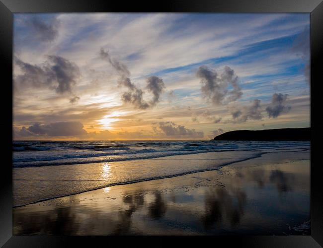 Croyde Bay sunset Framed Print by Images of Devon