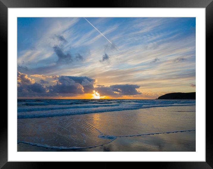 Sunset and Surf Framed Mounted Print by Images of Devon