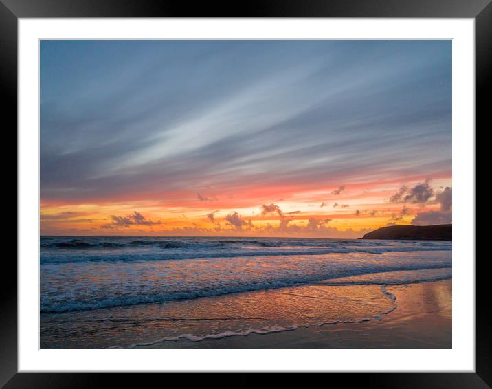 Croyde Beach Sunset Framed Mounted Print by Images of Devon