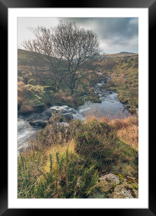 Black Tor Waterfall Framed Mounted Print by Images of Devon