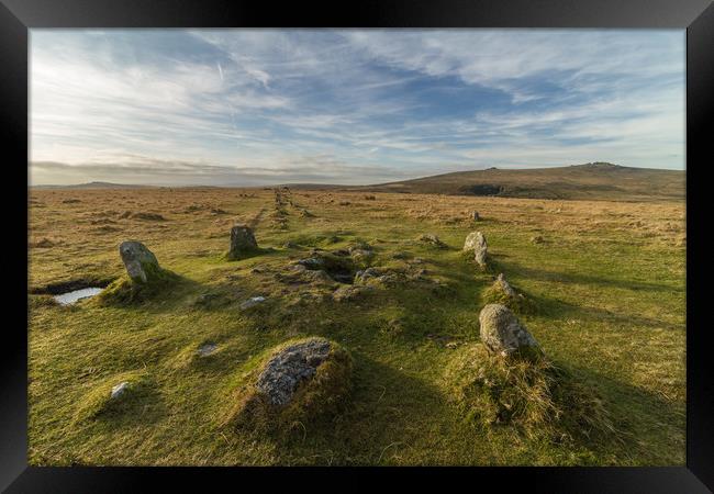 Merrivale Stone Row Framed Print by Images of Devon