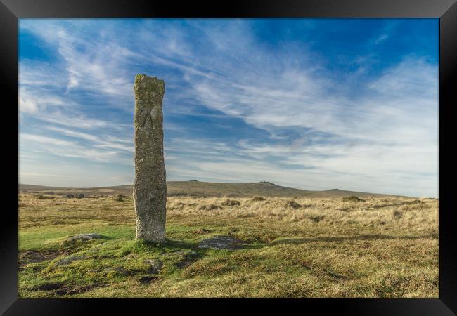 Dartmoor Standing Stone Framed Print by Images of Devon