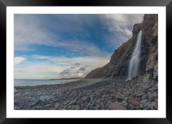 Bucks Mills Waterfall and Beach Framed Mounted Print by Images of Devon