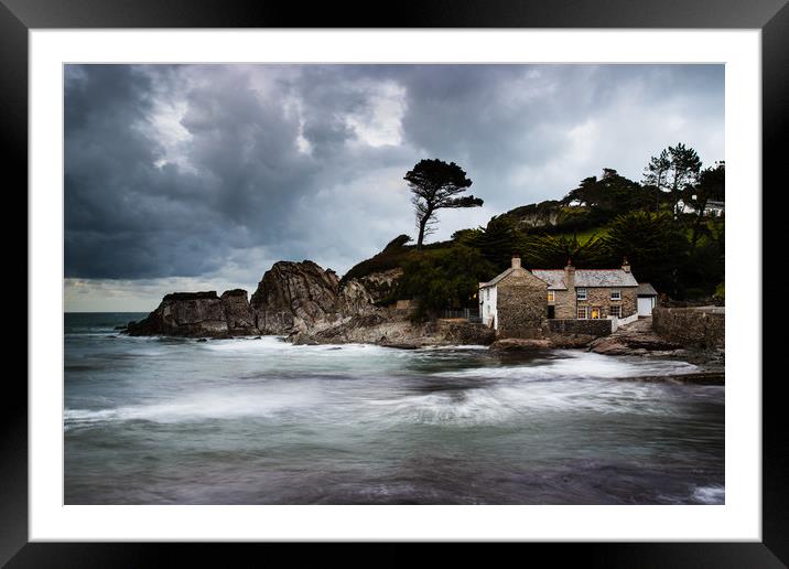A Stormy Looking Lee Bay, North Devon Framed Mounted Print by Images of Devon