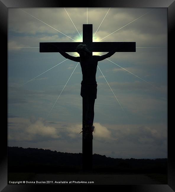 Crucifix silohuette Framed Print by Donna Duclos