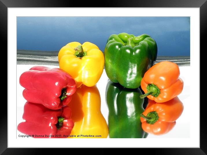 Colorful Peppers Framed Mounted Print by Donna Duclos