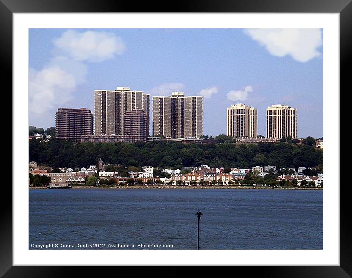 Jersey City Skyline Framed Mounted Print by Donna Duclos