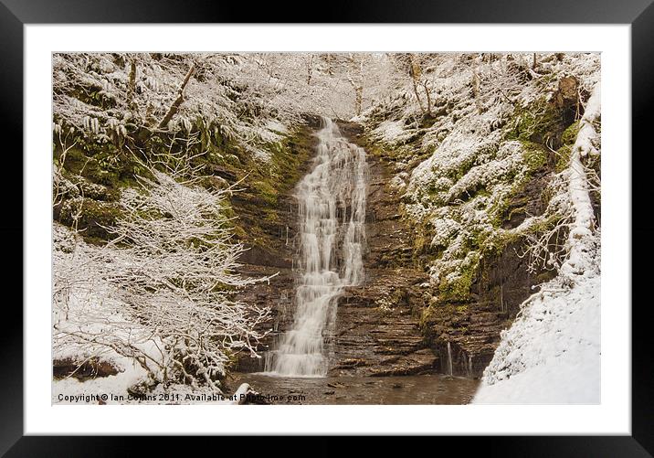 Snow Covered Waterfall Framed Mounted Print by Ian Collins
