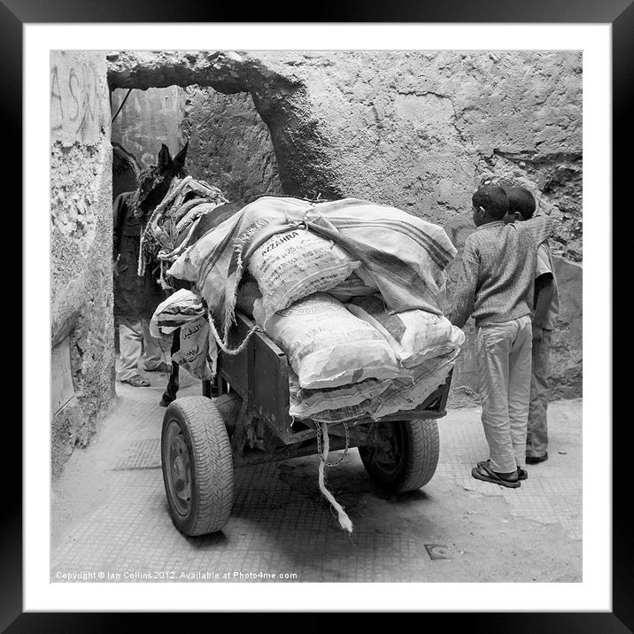 Marrakech Donkey and cart Framed Mounted Print by Ian Collins