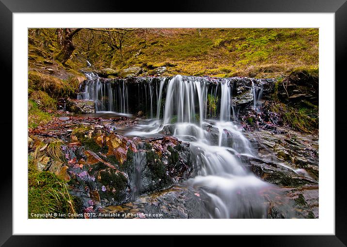 Elan Valley Waterfall. Framed Mounted Print by Ian Collins