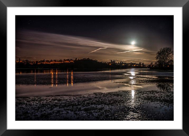Setting Moon over Lugg Flats Framed Mounted Print by Ian Collins