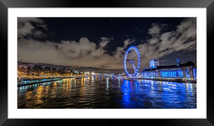 London Eye Panoramic Framed Mounted Print by Ian Collins