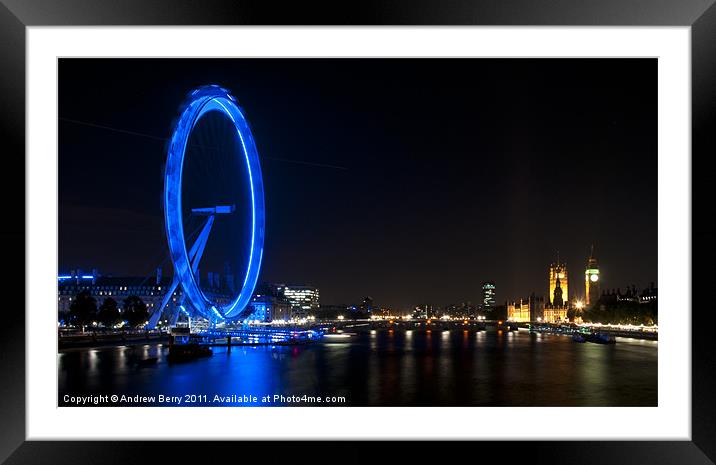 London Sights at Night Framed Mounted Print by Andrew Berry