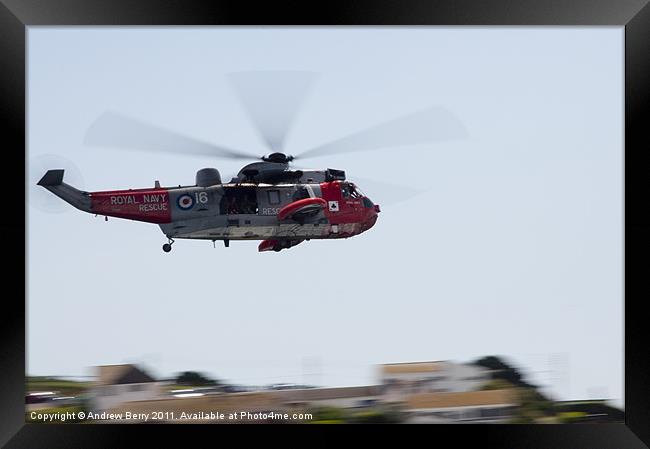 Royal Navy Rescue Helicopter Framed Print by Andrew Berry