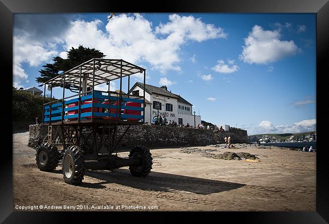 Sea Tractor, Burgh Island Framed Print by Andrew Berry