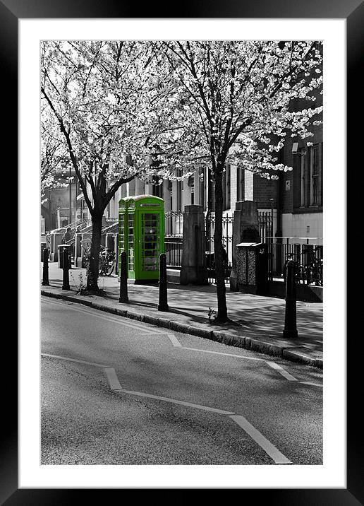 Green phone box  Framed Mounted Print by Jack Jacovou Travellingjour