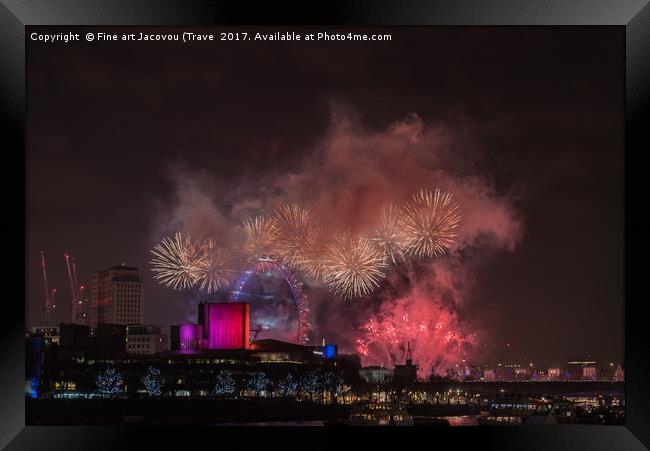new years fireworks display London 2016 Framed Print by Jack Jacovou Travellingjour