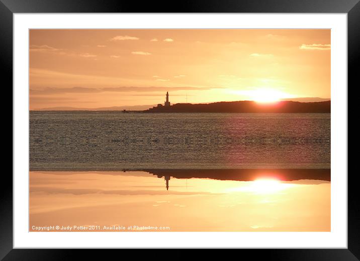 Mirrored Sunset Framed Mounted Print by Judy Potter