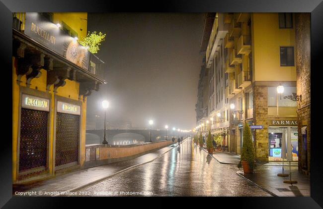  A wet night in Florence 2 Framed Print by Angela Wallace