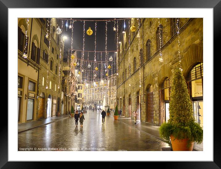 Christmas decorations in Florence 3 Framed Mounted Print by Angela Wallace