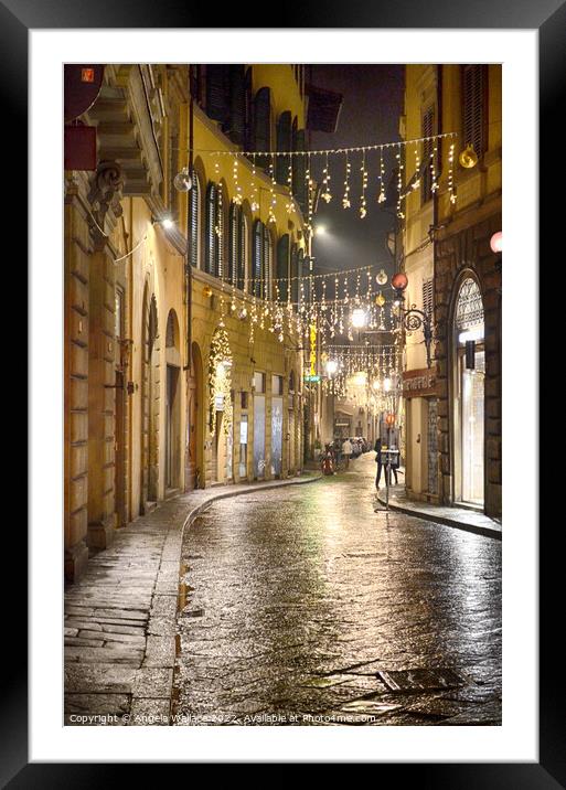 Romantic street in Florence in December Framed Mounted Print by Angela Wallace
