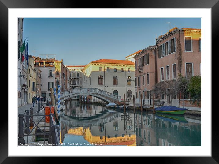 Canal views in Venice Framed Mounted Print by Angela Wallace