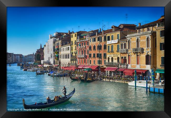 Grand Canal with gondola  Framed Print by Angela Wallace