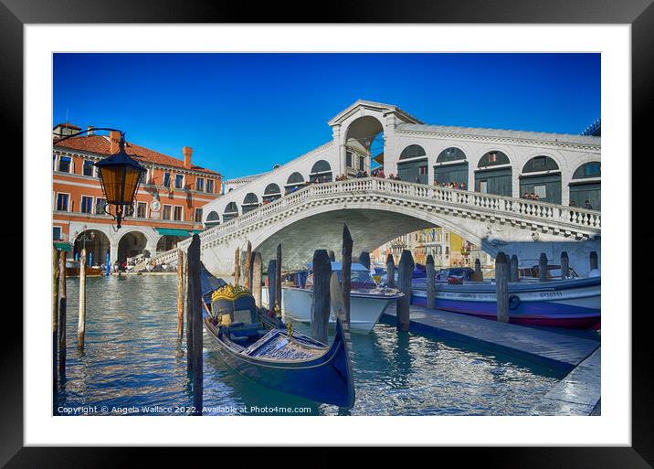 Rialto Bridge Venice Framed Mounted Print by Angela Wallace