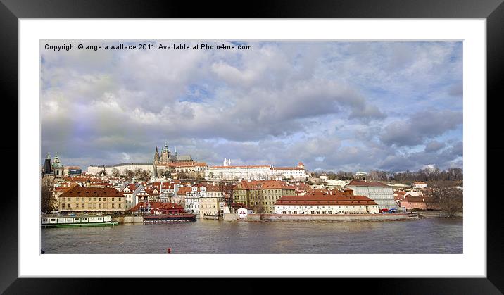 Prague Castle & Town Framed Mounted Print by Angela Wallace