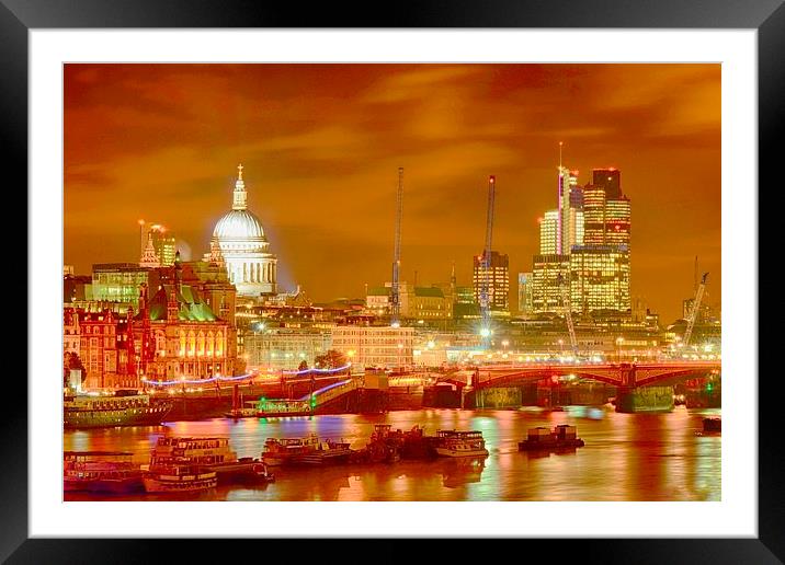 London City scape HDR Framed Mounted Print by Angela Wallace