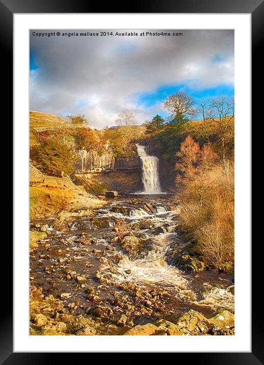 Waterfall Yorkshire Framed Mounted Print by Angela Wallace