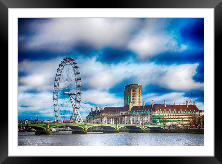 The London Eye & Westminster Bridge Framed Mounted Print by Angela Wallace