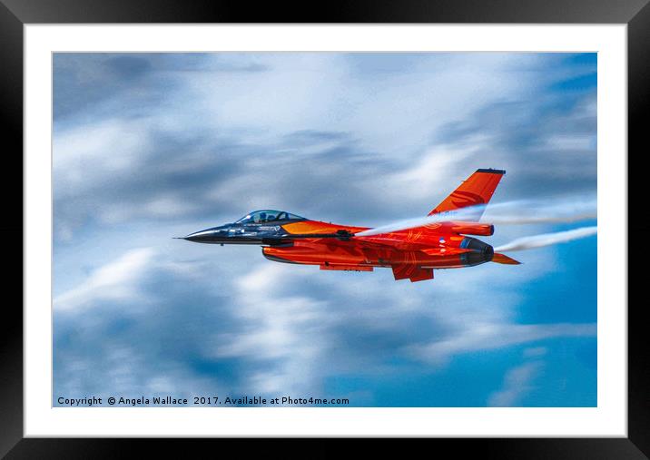 F16 IN RED AND ORANGE Framed Mounted Print by Angela Wallace