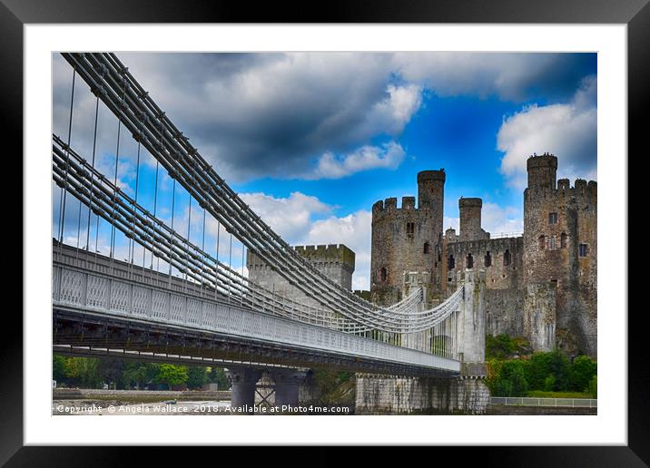 Conwy Castle and Bridge Framed Mounted Print by Angela Wallace