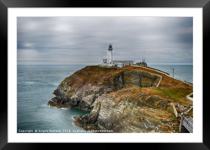South Stack cliffs and lighthouse Framed Mounted Print by Angela Wallace
