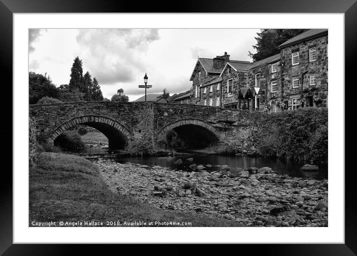 Beddgelert black and whit Framed Mounted Print by Angela Wallace