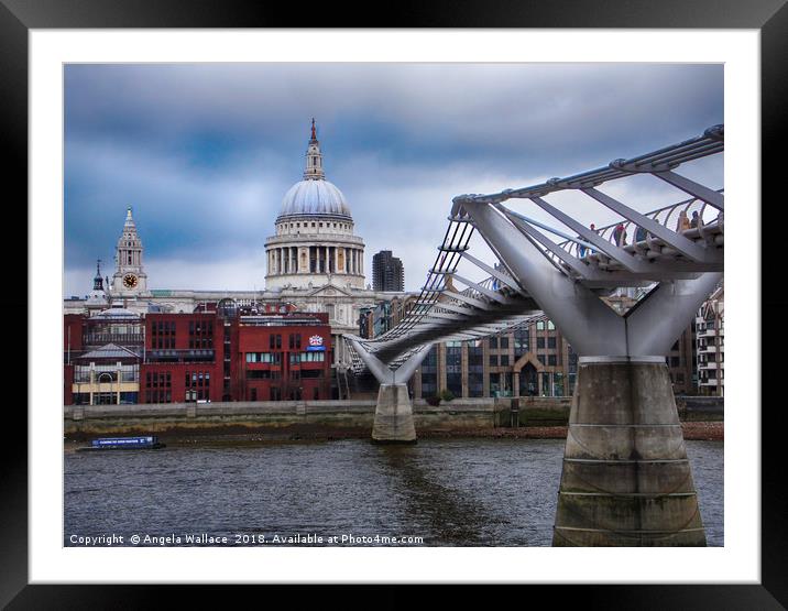 Thames view of St Paul's  Cathedral Framed Mounted Print by Angela Wallace