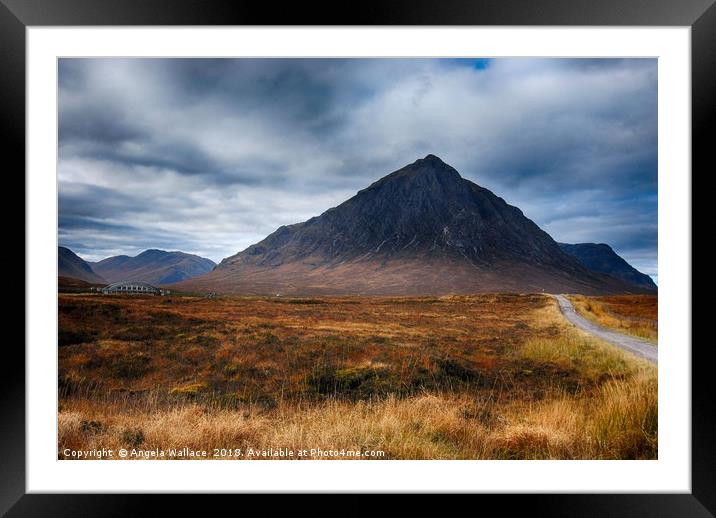 Glen Etive with bridge Framed Mounted Print by Angela Wallace