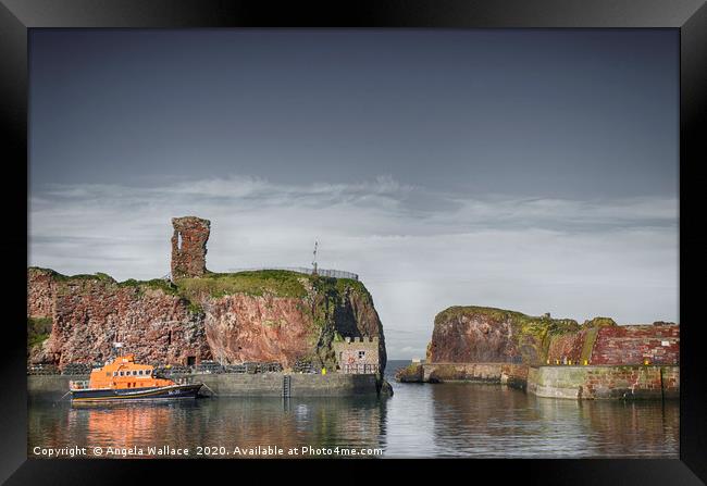 lifeboat under Dunbar Castle Framed Print by Angela Wallace