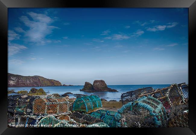 St Abbs Lobster pots Framed Print by Angela Wallace