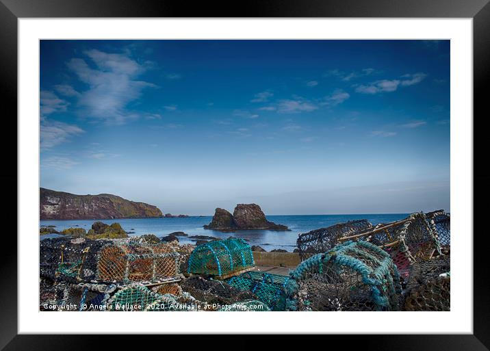 St Abbs Lobster pots Framed Mounted Print by Angela Wallace