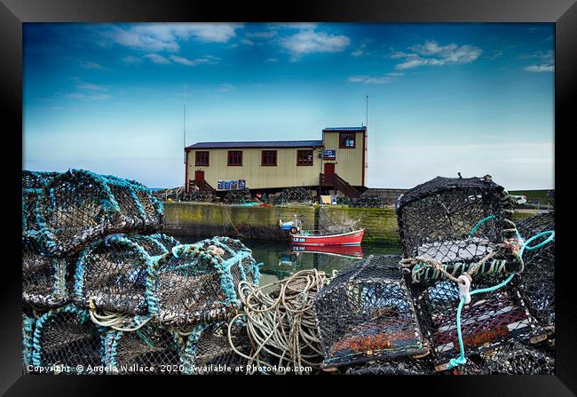 St Abbs Life boat Station with Lobster Pots Framed Print by Angela Wallace