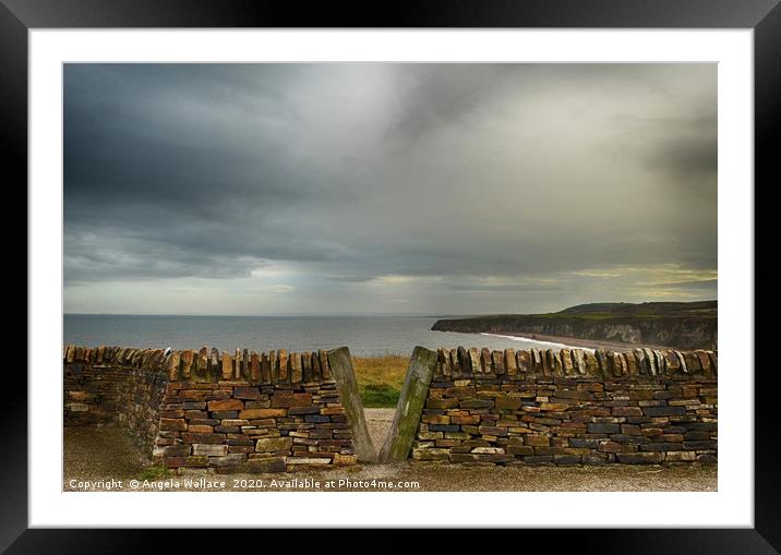 Dry Stone Sea Wall Framed Mounted Print by Angela Wallace