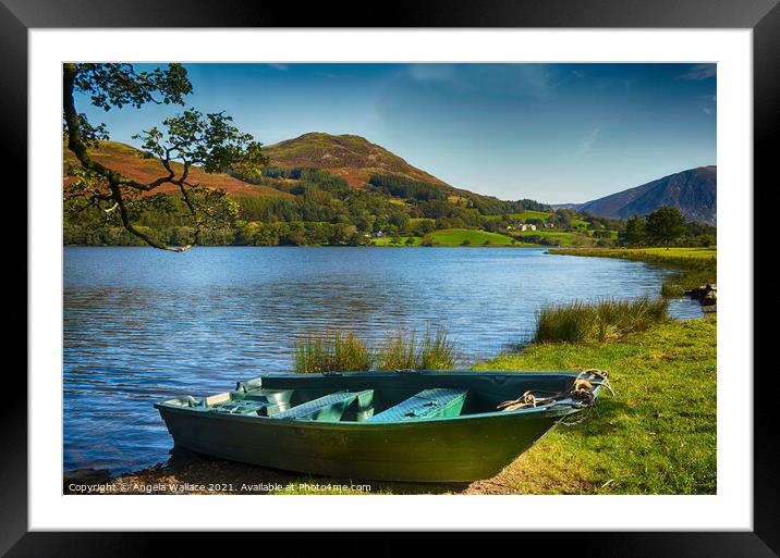 Beach Rowing Boat on Loweswater Lake District Framed Mounted Print by Angela Wallace